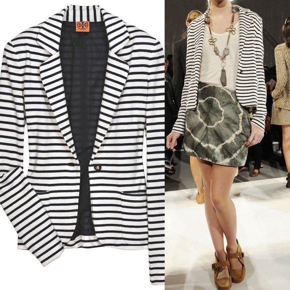 Tory Burch Jackets & Blazers - Tory Burch Magnus Stripe Cotton Knit Jacket
